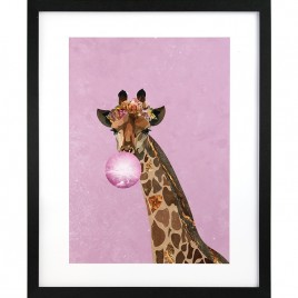 GBEYE - Framed print "Giraffe pink bubble gum by Sarah" (40x50cm) x2