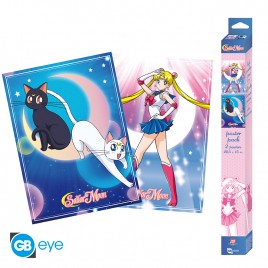 SAILOR MOON - Set 2 Posters Chibi 52x38 - Sailor Moon & cats x4