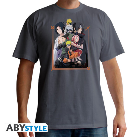 NARUTO SHIPPUDEN - Tshirt "Group" man SS dark grey - basic