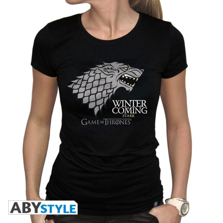 GAME OF THRONES - Tshirt "Winter is coming" femme MC black - basic*