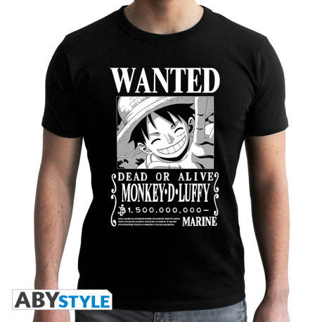 ONE PIECE - Tshirt "Wanted Luffy BW" man SS black - SEE ABYEX850t*