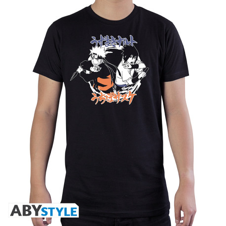 NARUTO SHIPPUDEN - Tshirt "Naruto & Sasuke" man SS black - basic 