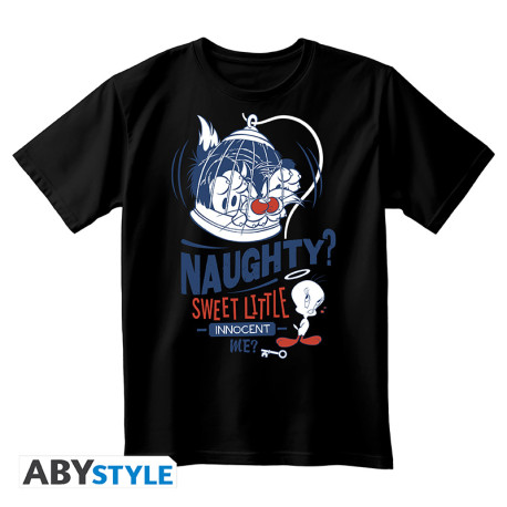 LOONEY TUNES - Unisex blackTshirt - Tweety & Sylvester *
