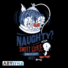 LOONEY TUNES - Unisex blackTshirt - Tweety & Sylvester *