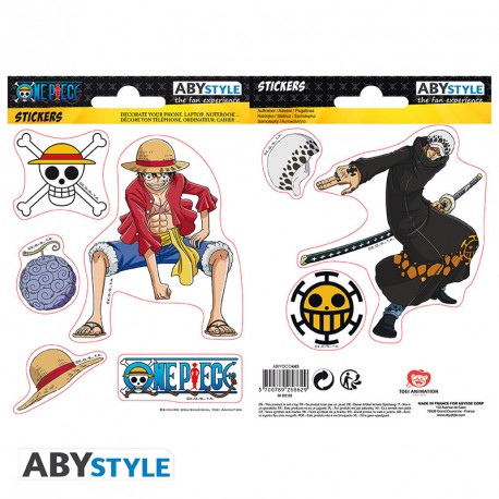 ONE PIECE - Stickers - 16x11cm/ 2 planches - Luffy & Law X5